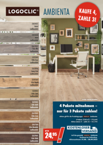 LOGOCLIC<sup>®</sup> Ambienta Laminatboden Übersicht mit Sonderangebot "Kaufe 4, zahle 3" und kostenlosem Versand. Verschiedene Designs zur Auswahl.