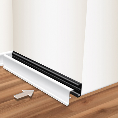 Instruction on how to install skirting boards using integral carrier rails