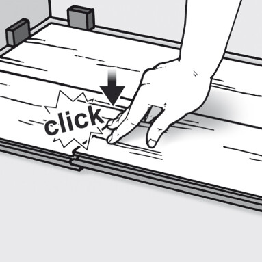 An infographic regarding the click mechanism of logoclic laminate