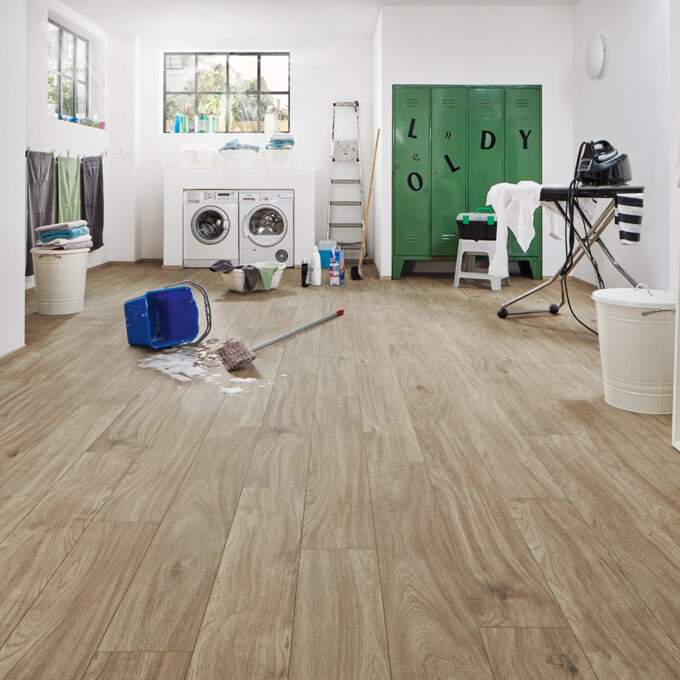LOGOCLIC<sup>®</sup> Vådrumslaminat aquaprotect: Mønster K338 Soft Oak