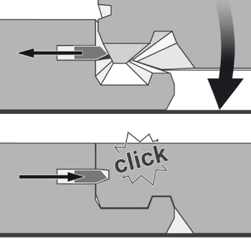 Click-Mechanismus bei Laminat von LOGOCLIC<sup>®</sup>