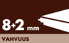 Vahvuus 8+2mm