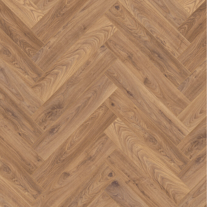 LOGOCLIC<sup>®</sup> Moisture resistant laminate flooring herringbone: Decor K450h Oberon Oak